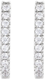 14K Gold Round Lab-Grown Diamond Accented U-Hoop Earrings – 13x12.33mm - White Gold - view 8