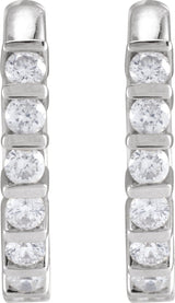 14K Gold Round Natural Diamond Hinged Hoop Earrings – 1.5-1.8mm Stones - White Gold - view 4