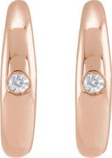 14K Gold Round Natural Diamond Hoop Earrings – 1.5mm Stones - Rose Gold - view 4