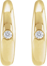 14K Gold Round Natural Diamond Hoop Earrings – 1.5mm Stones - Yellow Gold - view 4
