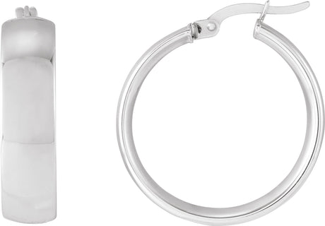 14K Gold Tube Hoop Earrings IV - White Gold