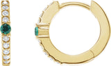 14K Gold Round Natural Blue Sapphire Accented Hoop Earrings – 2mm Stones - Rose Gold - view 16