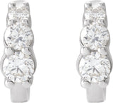 14K Gold Round Natural Diamond Graduated Hoop Earrings - White Gold - view 4