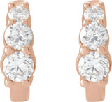 14K Gold Round Natural Diamond Graduated Hoop Earrings - Rose Gold - view 4