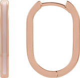 14K Gold Elongated Enamel Hoop Earrings