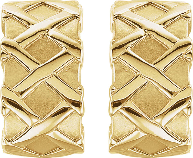 14K Gold J-Hoop Earrings - Yellow Gold - view 2