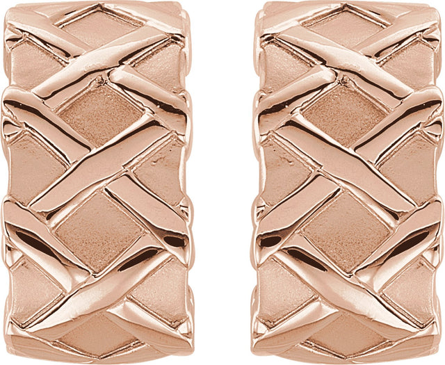 14K Gold J-Hoop Earrings - Rose Gold - view 2