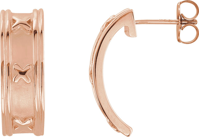 14K Gold J-Hoop Earrings III - Rose Gold