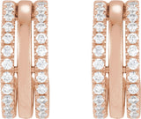 14K Gold Round Natural Diamond Accented Earrings – 1.3mm Stones - Rose Gold - view 4