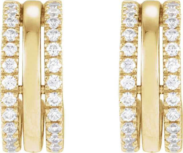 14K Gold Round Natural Diamond Accented Earrings – 1.3mm Stones - Yellow Gold - view 4