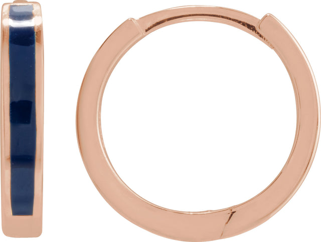 14K Gold Enamel Hoop Earrings - Rose Gold