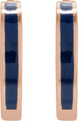 14K Gold Enamel Hoop Earrings - Rose Gold - view 2