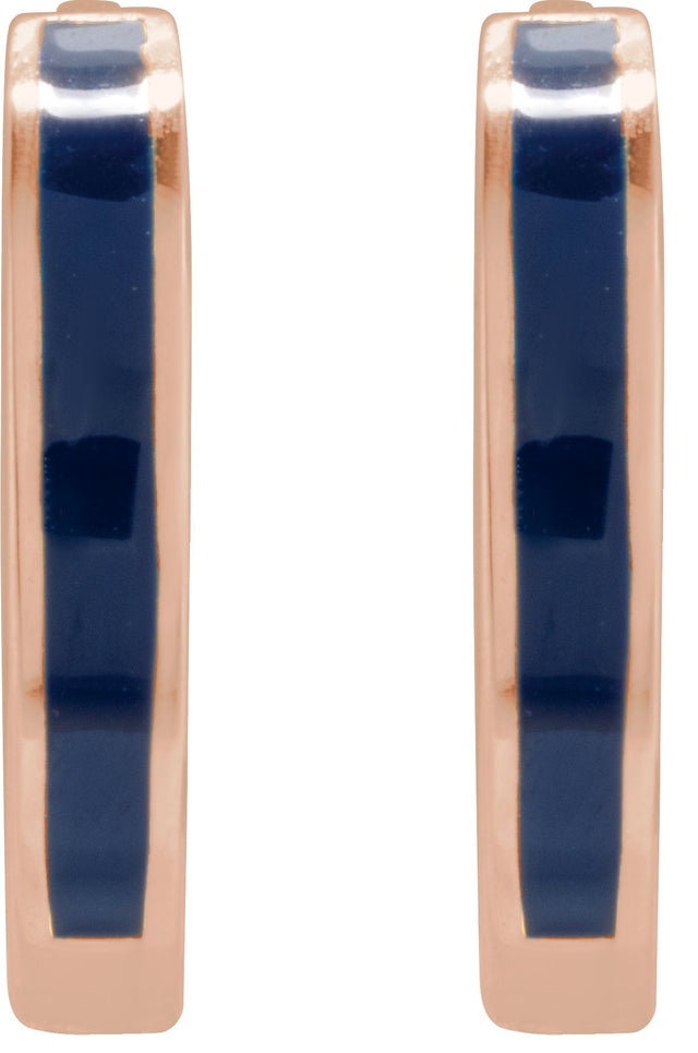 14K Gold Enamel Hoop Earrings - Rose Gold - view 2