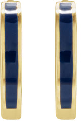 14K Gold Enamel Hoop Earrings - Yellow Gold - view 2