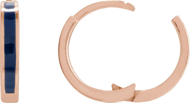14K Gold Enamel Hoop Earrings - Rose Gold - view 3