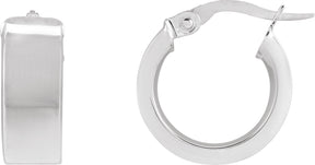 14K Gold Flat Tube Hoop Earrings