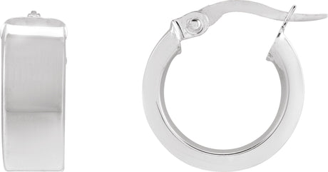 14K Gold Flat Tube Hoop Earrings