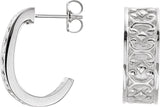 14K Gold J-Hoop Earrings IV - White Gold