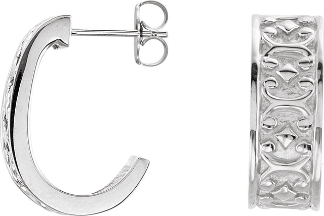 14K Gold J-Hoop Earrings IV - White Gold