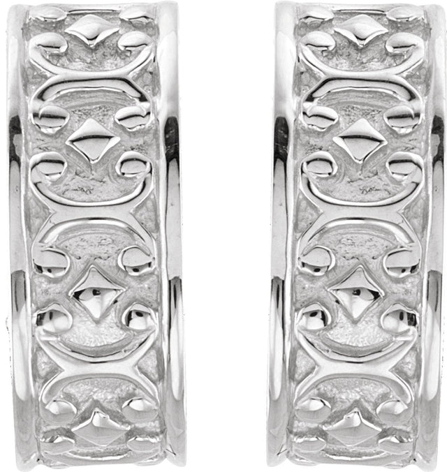 14K Gold J-Hoop Earrings IV - White Gold - view 2