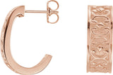 14K Gold J-Hoop Earrings IV - Rose Gold
