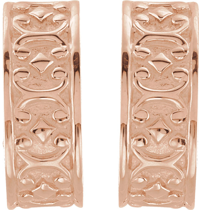 14K Gold J-Hoop Earrings IV - Rose Gold - view 2