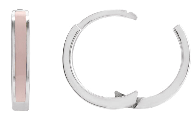 14K Gold Enamel Hoop Earrings - White Gold - view 3