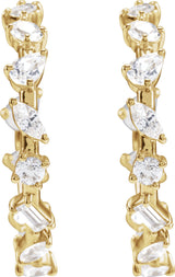 14K Gold Lab-Grown Diamond Hoop Earrings - Yellow Gold - view 3