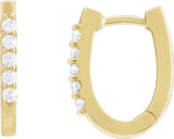 14K Gold Round Natural Diamond Accented U-Hoop Earrings – 15.1x12mm - Yellow Gold - view 4