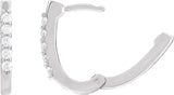 14K Gold Round Natural Diamond Accented U-Hoop Earrings – 15.1x12mm - White Gold - view 6