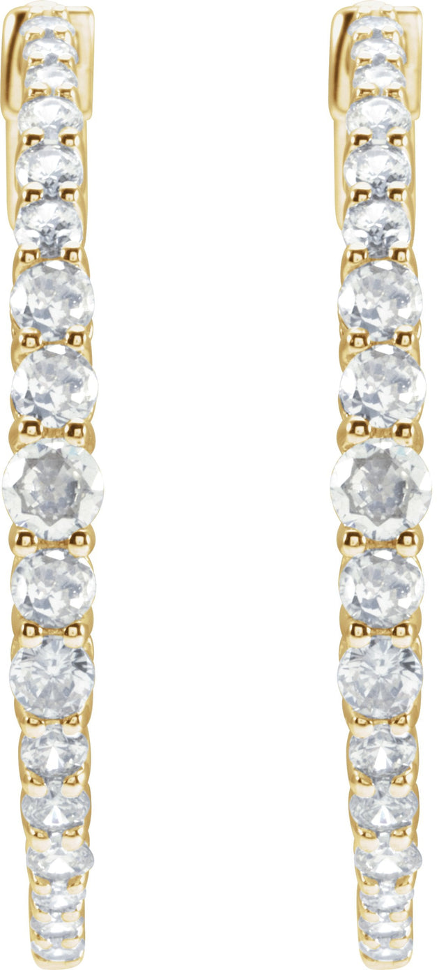 14K Gold Round Natural Diamond Accented Graduated Hoop Earrings - Yellow Gold - view 8