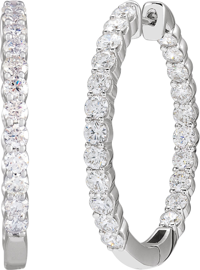 14K Gold Round Lab-Grown Diamond Inside-Outside Hoop Earrings – up to 1/2 CTW - White Gold - view 10