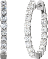 14K Gold Round Lab-Grown Diamond Inside-Outside Hoop Earrings – up to 1/2 CTW - White Gold - view 10