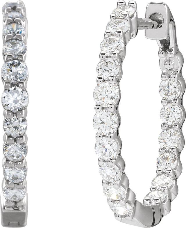 14K Gold Round Lab-Grown Diamond Inside-Outside Hoop Earrings – up to 1/2 CTW - White Gold - view 10