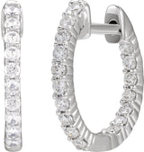 14K Gold Round Lab-Grown Diamond Inside-Outside Hoop Earrings – up to 1/2 CTW - White Gold - view 10