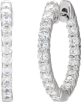 14K Gold Round Lab-Grown Diamond Inside-Outside Hoop Earrings – up to 1/2 CTW - White Gold - view 10