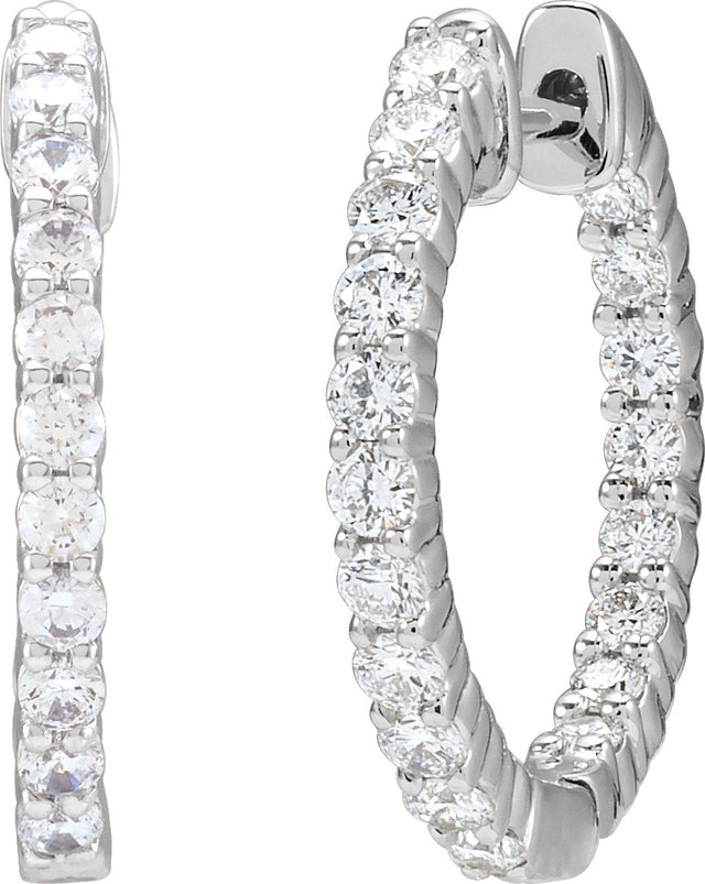 14K Gold Round Lab-Grown Diamond Inside-Outside Hoop Earrings – up to 1/2 CTW - White Gold - view 10