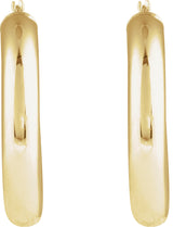 14K Gold Tube Hoop Earrings V - view 6
