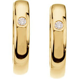 14K Gold Round Natural Diamond Accented Hinged Hoop Earrings – 1.7mm Stones - view 4