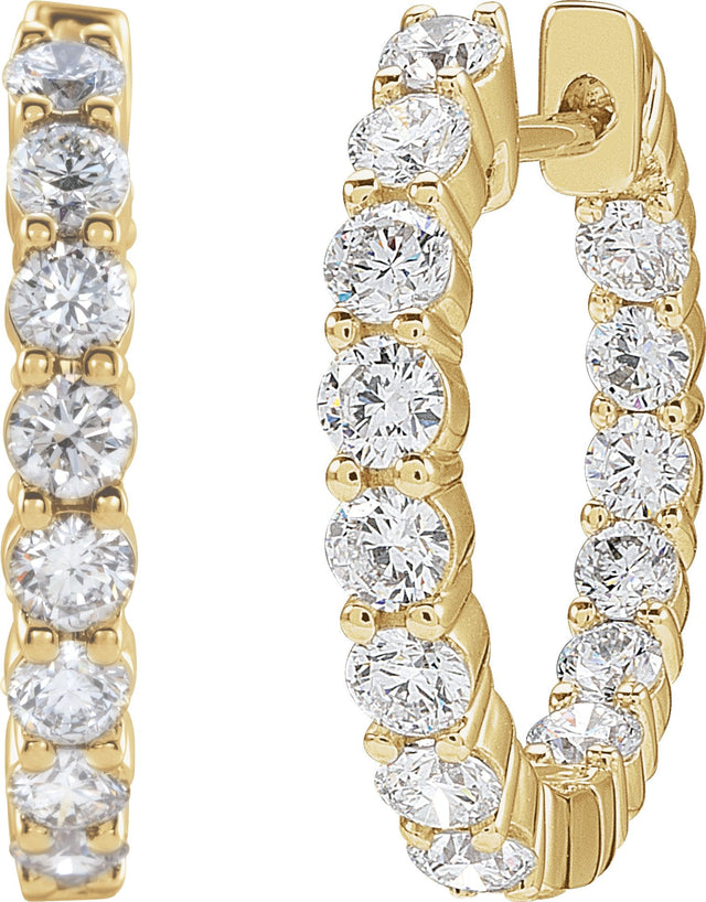 14K Gold Round Lab-Grown Diamond Inside-Outside Hoop Earrings – up to 1/2 CTW - Yellow Gold - view 10