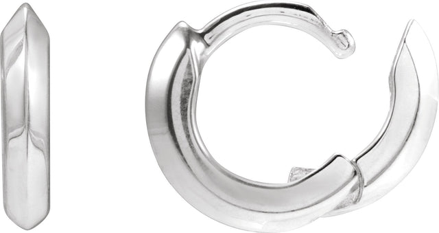 14K Gold Knife-Edge Hoop Earrings II - White Gold - view 2