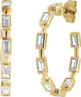 14K Gold Straight Baguette Lab-Grown Diamond Hoop Earrings – 1 1/4 CTW - Yellow Gold - view 5