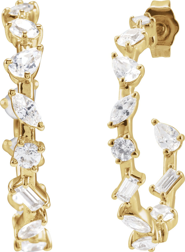 14K Gold Lab-Grown Diamond Hoop Earrings - Rose Gold - view 9