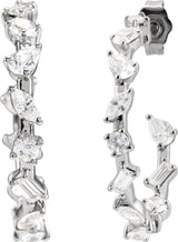 14K Gold Lab-Grown Diamond Hoop Earrings - White Gold - view 5