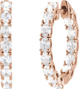 14K Gold Oval Lab-Grown Diamond Inside-Outside Hoop Earrings - Rose Gold - view 16
