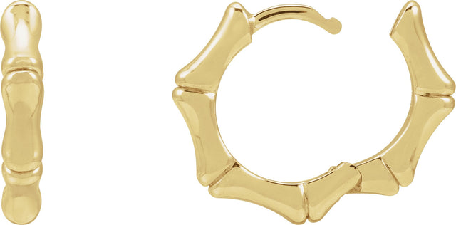 14K Gold Bamboo Hoop Earrings - Yellow Gold - view 2