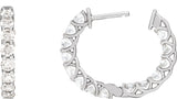 14K Gold Round Lab-Grown Diamond Inside-Outside Hoop Earrings – 2.8mm Stones - White Gold - view 12