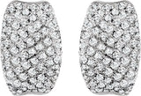 14K Gold Round Natural Diamond Pavé-Style U-Hoop Earrings - view 4
