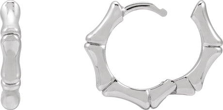 Platinum Bamboo Hoop Earrings - view 2