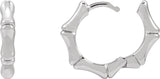 14K Gold Bamboo Hoop Earrings - White Gold - view 2